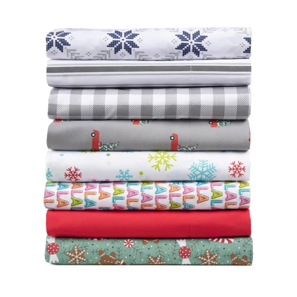 2 SETS XMAS SHEETS Two-Pack NEW Easy Living Holiday Microfiber Sheet Set - Picture 4 of 17